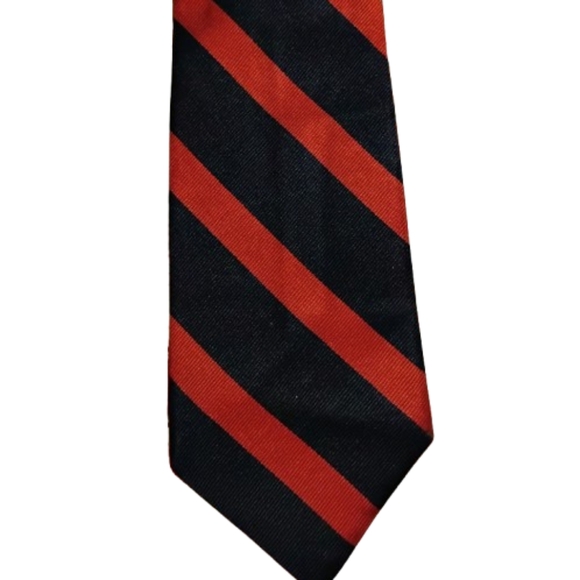 Robert Stock 100% Silk Rep Neck Tie Mens Red Navy Blue Stripe 3.5" x 58" - Picture 3 of 5